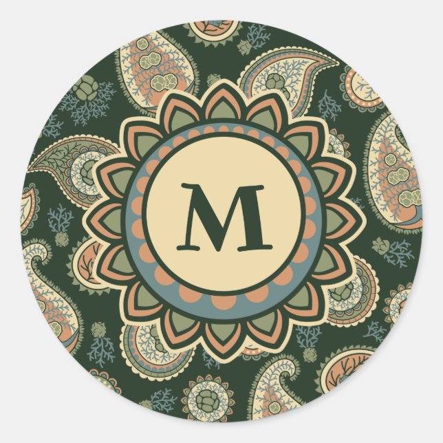 Redonda Cypress Paisley Pattern Classic Round Pegatina (Anverso)