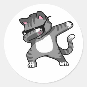 Redonda Dabbing Cat pegatina Funny Cat Dab Dance Kitty