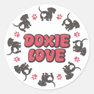 Redonda Dachshund Love Pegatina