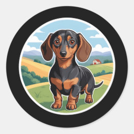 Redonda Dachshund Pegatina