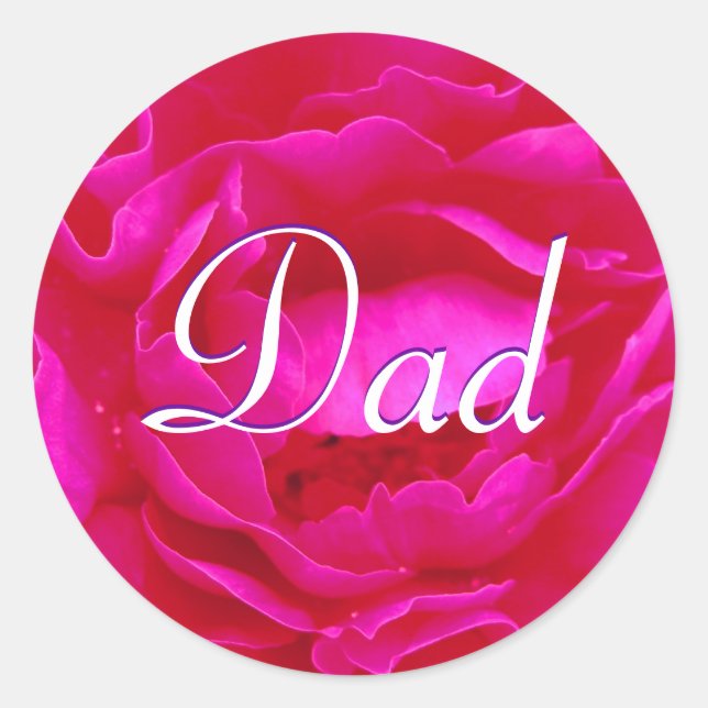 Redonda Dad Pink Rose Pegatina (Anverso)