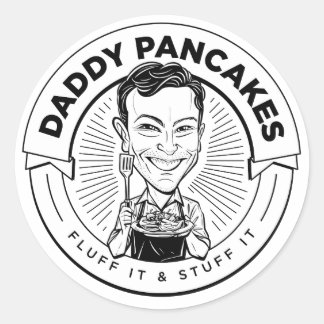 Redonda "Daddy Pancakes" Pegatina de B&W