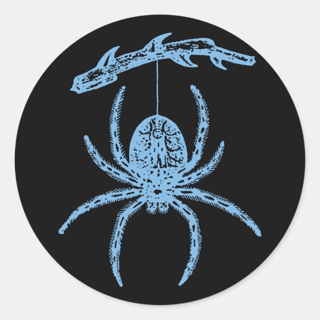 Redonda Dainty Blue Spider Classic Round Pegatina (Anverso)
