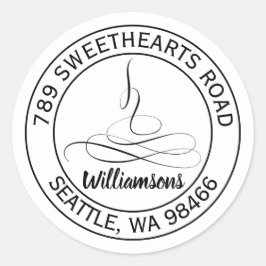 Redonda Dainty Calligraphy Boda Pegatina de la dirección r