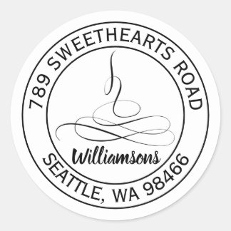 Redonda Dainty Calligraphy Boda Pegatina de la dirección r