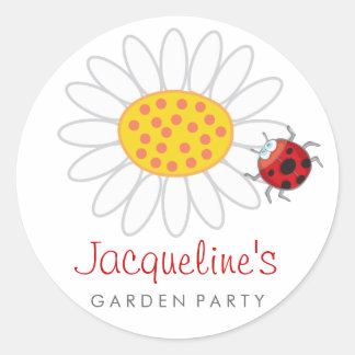 Redonda Daisy & Ladybug Gift Party Favorece a Pegatina de