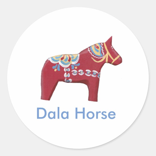 Redonda Dala Horse Pegatina (Anverso)