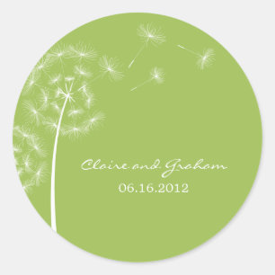 Redonda Dandelion Wish Wedding Favor Pegatina o dirección