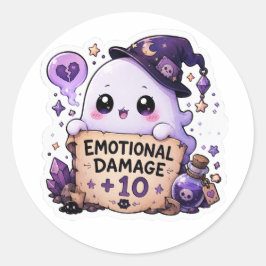 Redonda Daño Emocional +10 Pegatina de RPG de Fantasma Ado