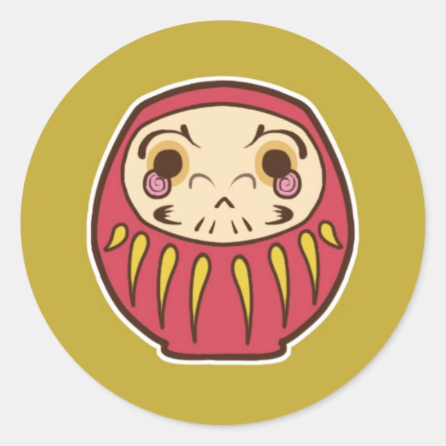 Redonda Daruma Doll Pegatina (Anverso)