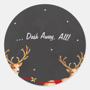 Redonda ¡Dash Away, Todos! Navidades Pegatina de renos