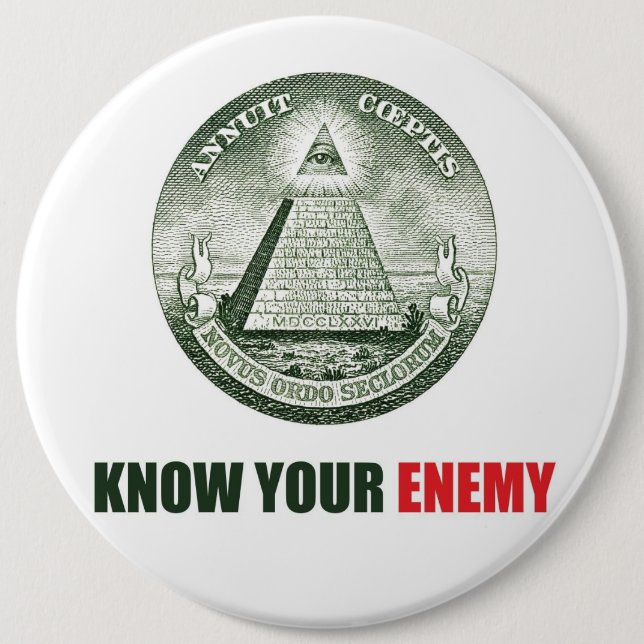 Redonda De 15 Cm chapa pin know your enemy illuminati (Anverso)