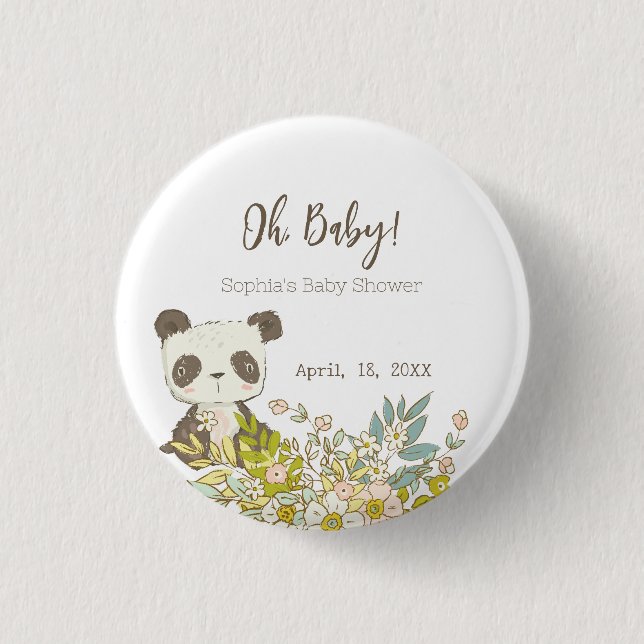 Redonda De 2,5 Cm Chapa Baby Shower Panda (Anverso)