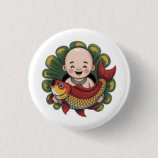 Redonda De 2,5 Cm Chapa | Chloe Baby - Un chico lindo con un Koi afo
