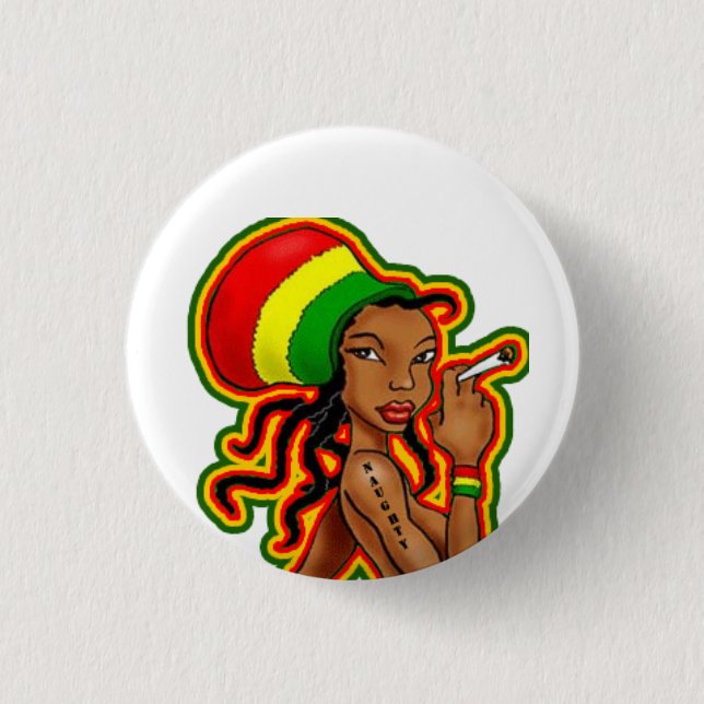 Redonda De 2,5 Cm Rasta Girl chapa (Anverso)
