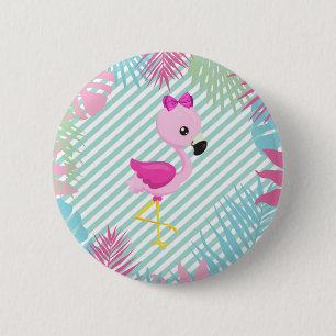 Redonda De 5 Cm Chapa Flamenco Rosa Baby
