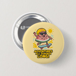 Redonda De 5 Cm Chapa sandía skater divertida verano