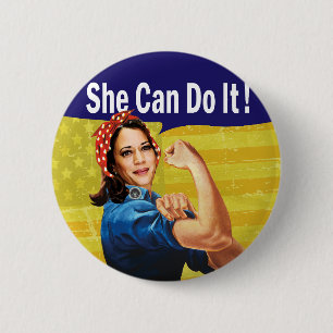 Redonda De 5 Cm Kamala Harris, ¡Ella Puede Hacerlo! Chapa