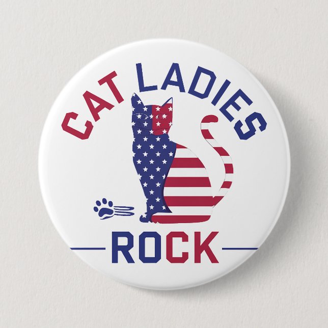 Redonda De 7 Cm ¡KAMALA HARRIS CAT LADIES ROCK! Chapa (Anverso)