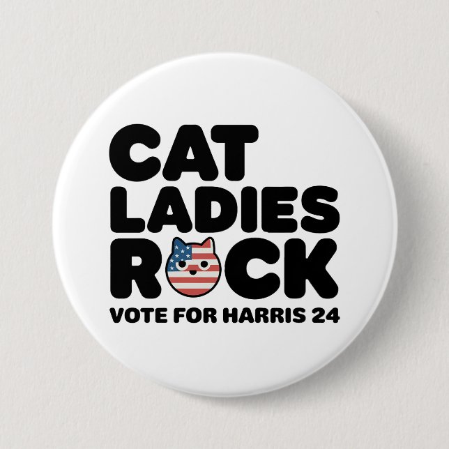 Redonda De 7 Cm ¡KAMALA HARRIS CAT LADIES ROCK! Chapa (Anverso)