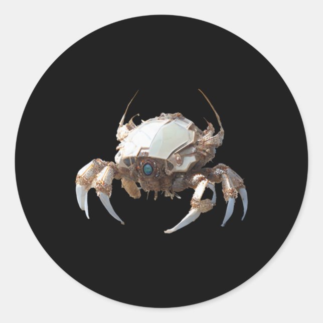 Redonda De Robot Crab Pegatina (Anverso)