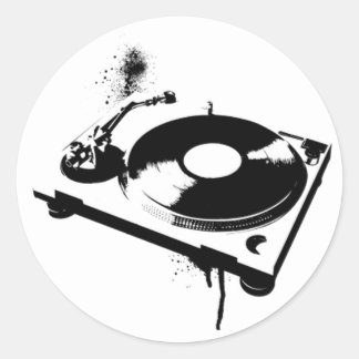 Redonda Deejay DJ Turntable Round Pegatina | Música de cas