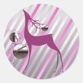 Redonda Deer Merry y Bright Round Pegatina