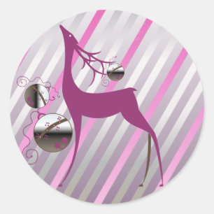 Redonda Deer Merry y Bright Round Pegatina