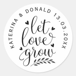 Redonda Dejar que el amor crezca Boda Semillas Pegatina re