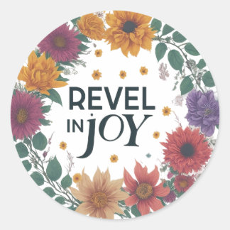 Redonda deleitarse con la alegría del pegatina en tan geni