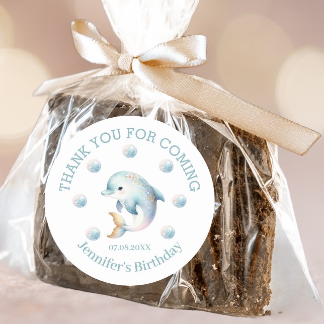 Redonda Delfín azul lindo Gracias Pegatina (Subido por el creador)