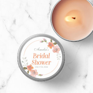 Redonda Delicado Naranja floral ducha de novia Pegatina re