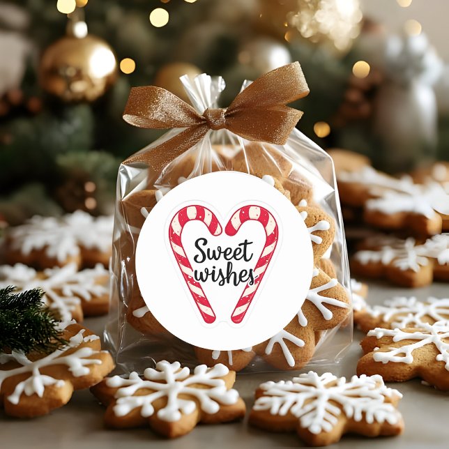 Redonda Deseos Dulces Pegatina de Navidad | Corazón de Cañ (Subido por el creador)