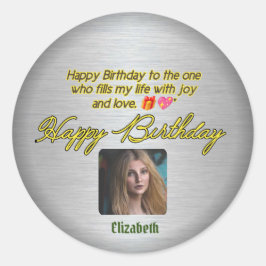 Redonda Deseos sinceros: Pegatina del amor de cumpleaños f