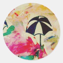 Redonda Detalle de La Playa en Pegatina a todo color