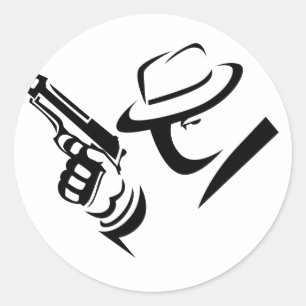 Redonda Detective Mobster Pegatina