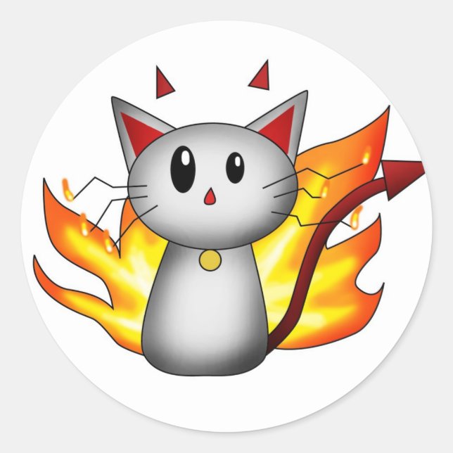 Redonda Devil Kitty - Pegatina (Anverso)