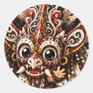 REDONDA DÍA ADORABLE MÁSCARA DAYAK HUDOQ CHIBI PEGATINA TR