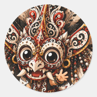 REDONDA DÍA ADORABLE MÁSCARA DAYAK HUDOQ CHIBI PEGATINA TR