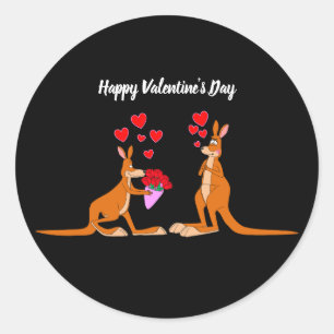 Redonda Día de San Valentín Kangaroos pegatina