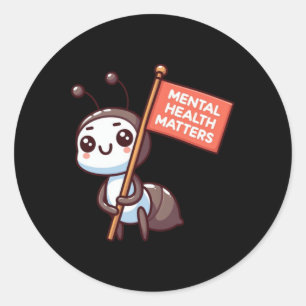 Redonda Día Mundial de la Salud Mental Pegatina de hormiga