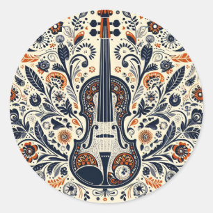 Redonda Día nacional del violín: Pegatina melodía con arte