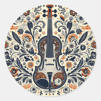 Redonda Día nacional del violín: Pegatina melodía con arte