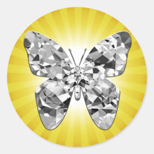 Redonda Diamond Butterfly Sunny Pegatina