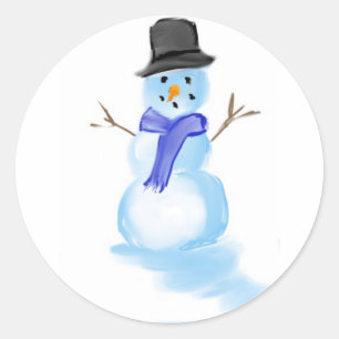 Redonda dibujo del muñeco de nieve en el pegatina