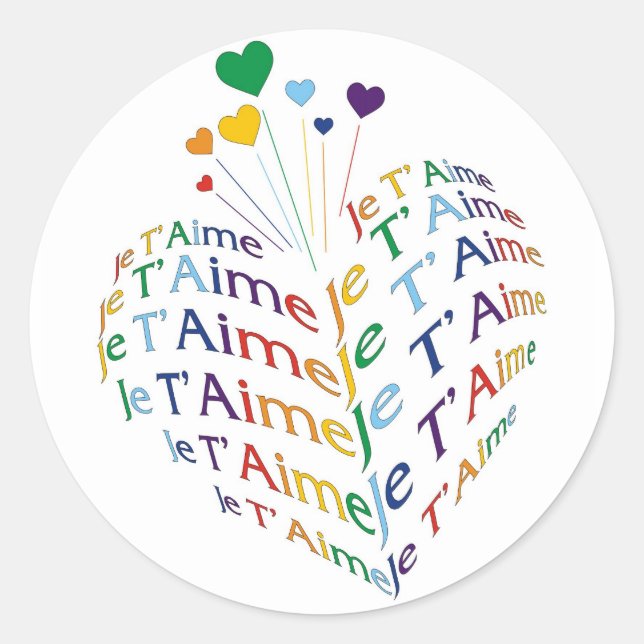 Redonda Diga, "te amo" en francés/el pegatina (tamaño (Anverso)