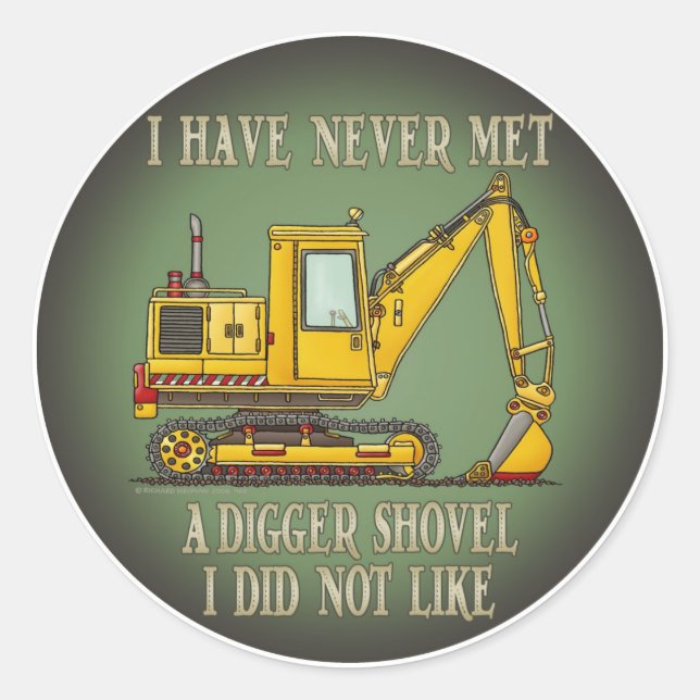 Redonda Digger Shovel Operator Cita a Pegatina de niños (Anverso)