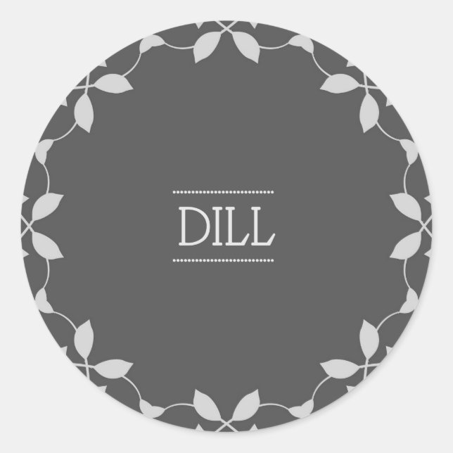 Redonda Dill Spice Jar Pegatina Labels (Anverso)