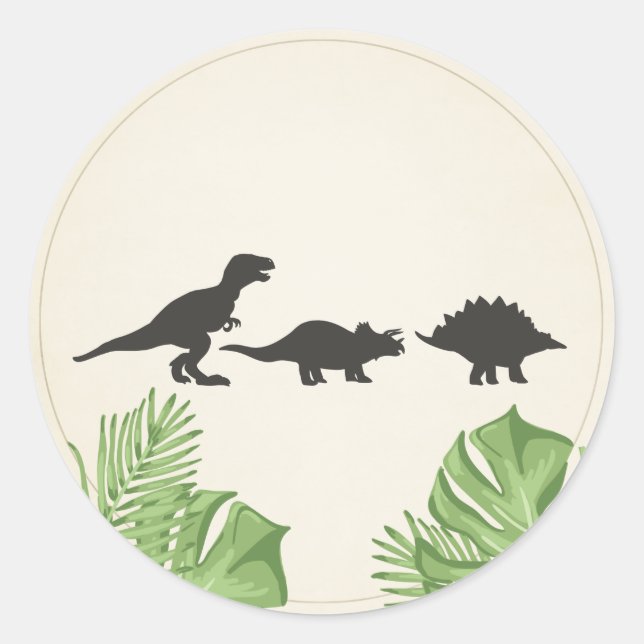 Redonda Dino Pegatina Dinosaurio (Anverso)
