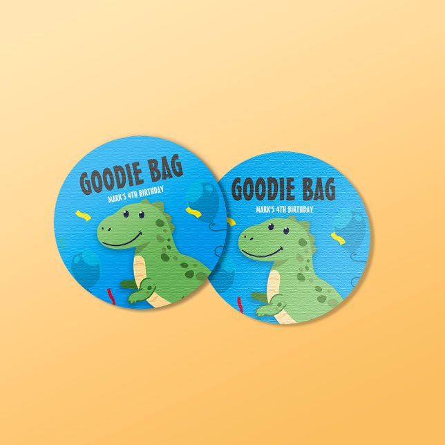 Redonda Dinosaur T-rex Goodie Bag Swag Bag Pegatina (Subido por el creador)